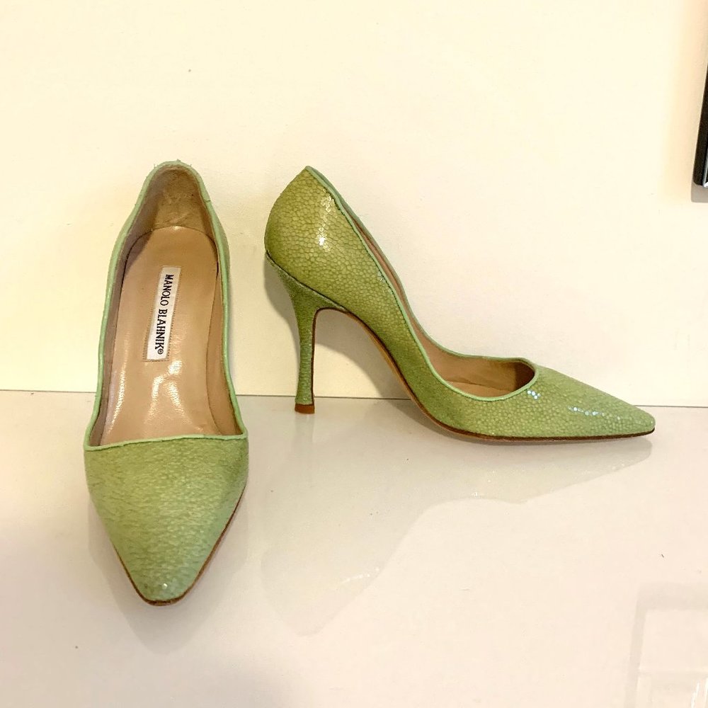 Manolo Blahnik Stingray Green Heel